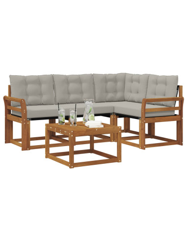 Set di divani con cuscino 5 pcs Grigio Naturale e Chiaro