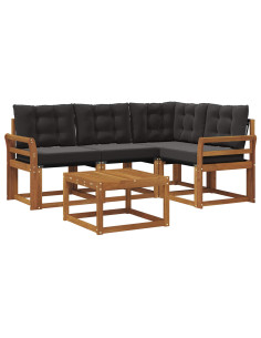 Set di divani con cuscino 5 pcs Naturale e Nero 2