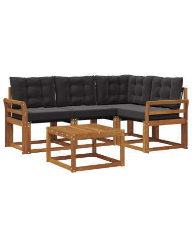 Set di divani con cuscino 5 pcs Naturale e Nero