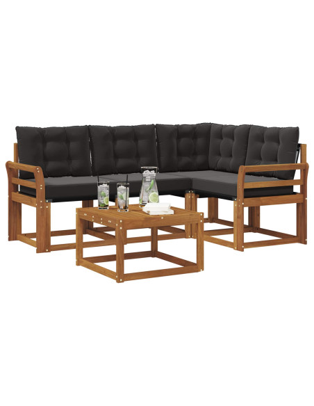Set di divani con cuscino 5 pcs Naturale e Nero