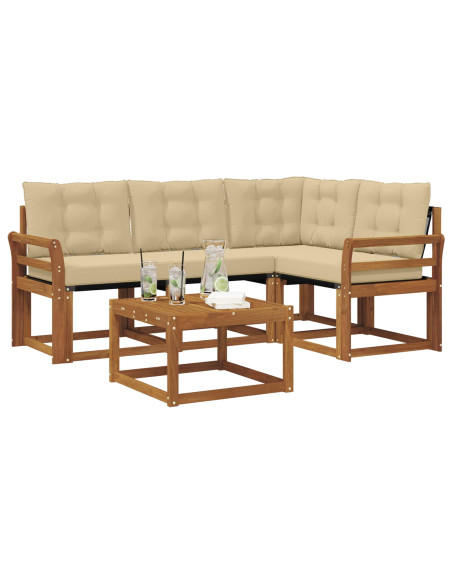 Set di divani con cuscino 5 pcs Naturale e Beige