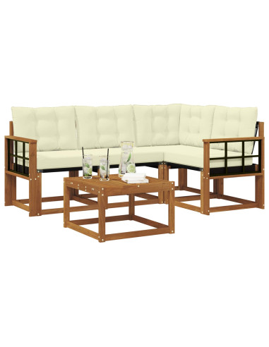 Set di divani con cuscino 5 pcs Naturale e Crema