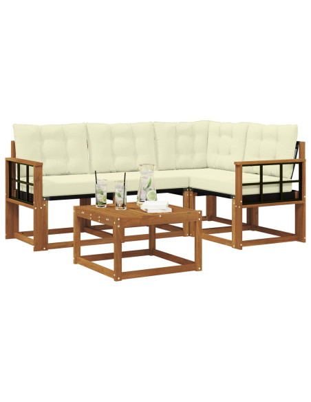 Set di divani con cuscino 5 pcs Naturale e Crema