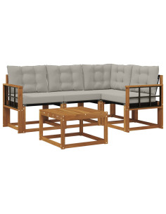 Set di divani con cuscino 5 pcs Grigio Naturale e Chiaro 2