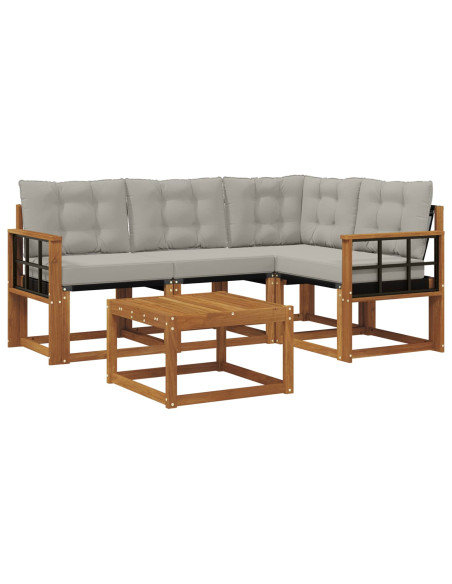 Set di divani con cuscino 5 pcs Grigio Naturale e Chiaro