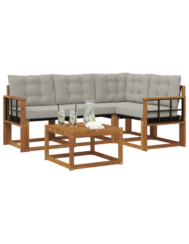 Set di divani con cuscino 5 pcs Grigio Naturale e Chiaro