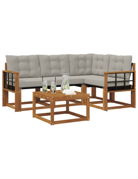 Set di divani con cuscino 5 pcs Grigio Naturale e Chiaro