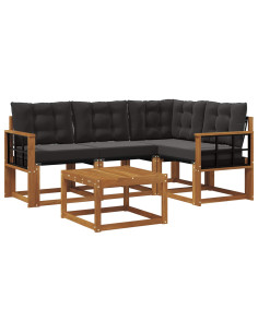 Set di divani con cuscino 5 pcs Naturale e Nero 2