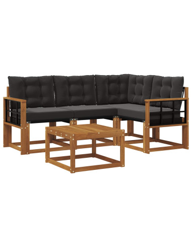 Set di divani con cuscino 5 pcs Naturale e Nero