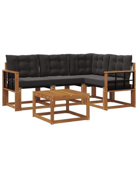 Set di divani con cuscino 5 pcs Naturale e Nero