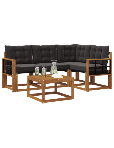 Set di divani con cuscino 5 pcs Naturale e Nero