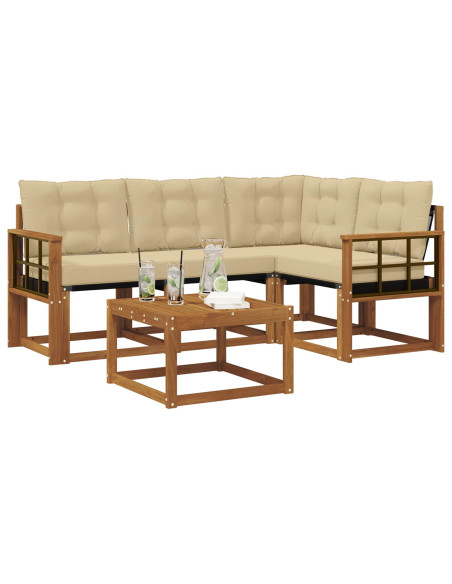 Set di divani con cuscino 5 pcs Naturale e Beige