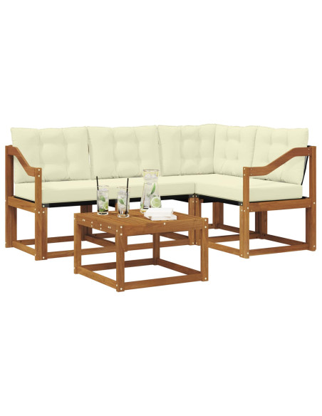 Set di divani con cuscino 5 pcs Naturale e Crema