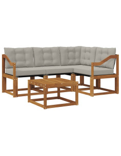 Set di divani con cuscino 5 pcs Grigio Naturale e Chiaro 2
