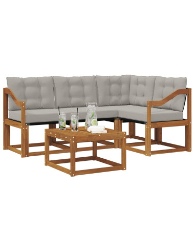 Set di divani con cuscino 5 pcs Grigio Naturale e Chiaro