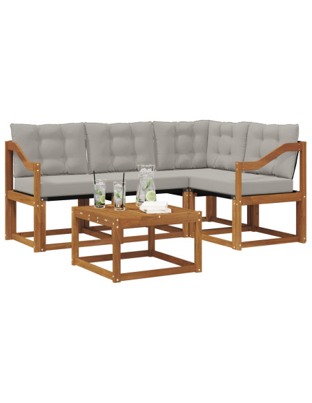 Set di divani con cuscino 5 pcs Grigio Naturale e Chiaro