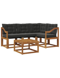 Set di divani con cuscino 5 pcs Naturale e Nero 2