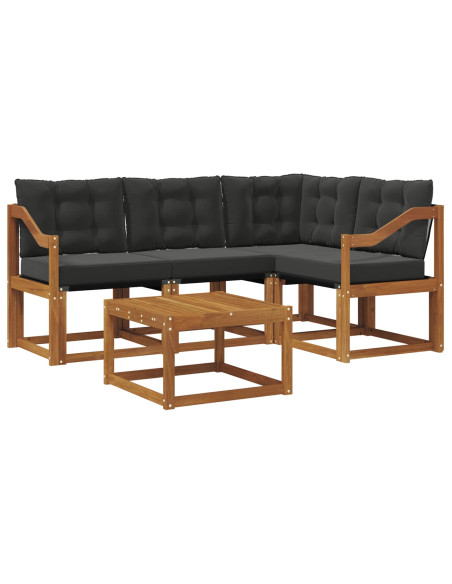 Set di divani con cuscino 5 pcs Naturale e Nero