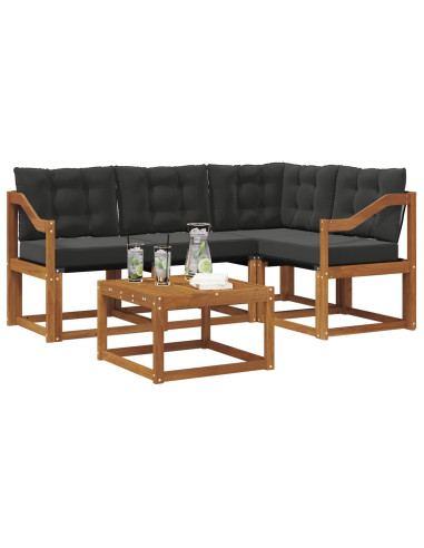 Set di divani con cuscino 5 pcs Naturale e Nero