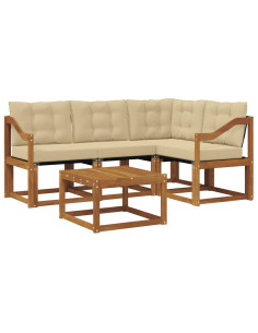 Set di divani con cuscino 5 pcs Naturale e Beige 2