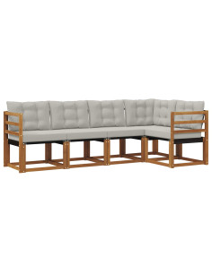 Set di divani con cuscino 5 pcs Grigio Naturale e Chiaro 2