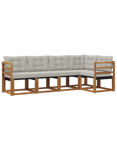 Set di divani con cuscino 5 pcs Grigio Naturale e Chiaro