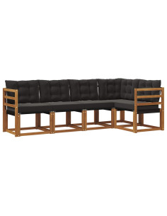 Set di divani con cuscino 5 pcs Naturale e Nero 2