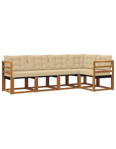 Set di divani con cuscino 5 pcs Naturale e Beige 2