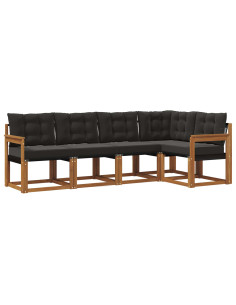 Set di divani con cuscino 5 pcs Naturale e Nero 2