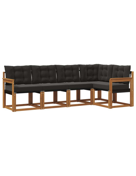 Set di divani con cuscino 5 pcs Naturale e Nero