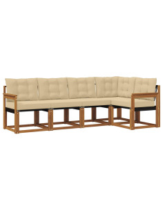 Set di divani con cuscino 5 pcs Naturale e Beige 2