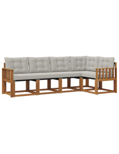 Set di divani con cuscino 5 pcs Grigio Naturale e Chiaro 2