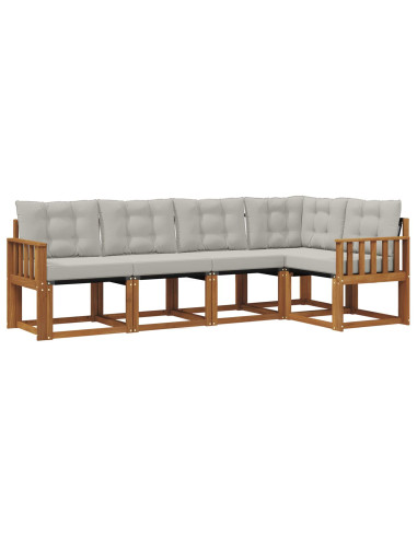 Set di divani con cuscino 5 pcs Grigio Naturale e Chiaro