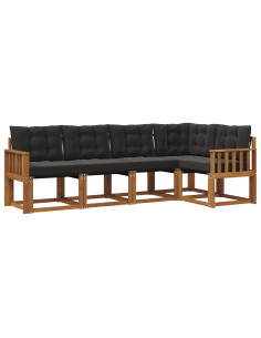 Set di divani con cuscino 5 pcs Naturale e Nero 2