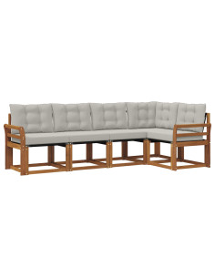 Set di divani con cuscino 5 pcs Grigio Naturale e Chiaro 2