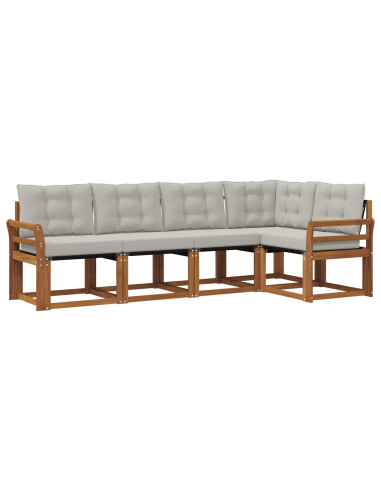 Set di divani con cuscino 5 pcs Grigio Naturale e Chiaro