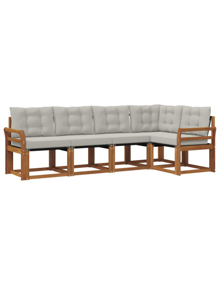Set di divani con cuscino 5 pcs Grigio Naturale e Chiaro