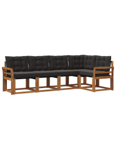 Set di divani con cuscino 5 pcs Naturale e Nero 2