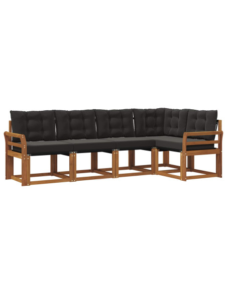 Set di divani con cuscino 5 pcs Naturale e Nero