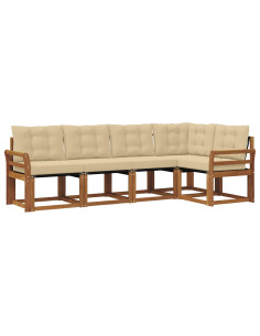 Set di divani con cuscino 5 pcs Naturale e Beige 2