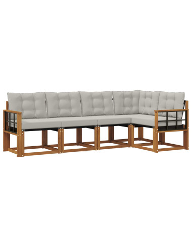 Set di divani con cuscino 5 pcs Grigio Naturale e Chiaro