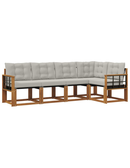 Set di divani con cuscino 5 pcs Grigio Naturale e Chiaro