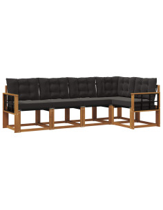 Set di divani con cuscino 5 pcs Naturale e Nero 2