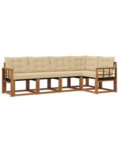 Set di divani con cuscino 5 pcs Naturale e Beige 2