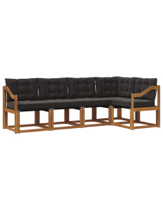 Set di divani con cuscino 5 pcs Naturale e Nero 2