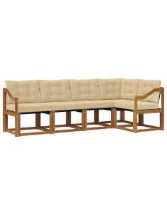 Set di divani con cuscino 5 pcs Naturale e Beige 2