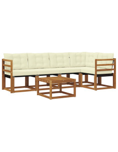 Set di divani con cuscino 6 pcs Naturale e Crema 2