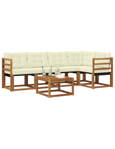 Set di divani con cuscino 6 pcs Naturale e Crema