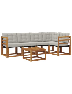 Set di divani con cuscino 6 pcs Grigio Naturale e Chiaro 2