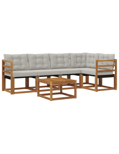 Set di divani con cuscino 6 pcs Grigio Naturale e Chiaro